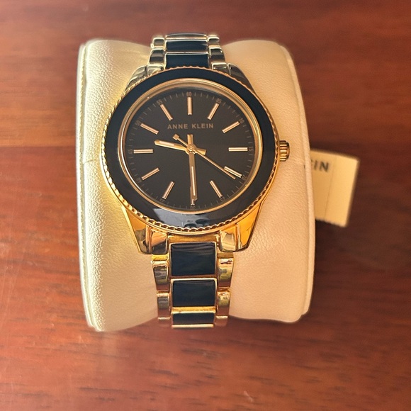 Anne Klein Gold and Black Bracelet Watch - Picture 1 of 3